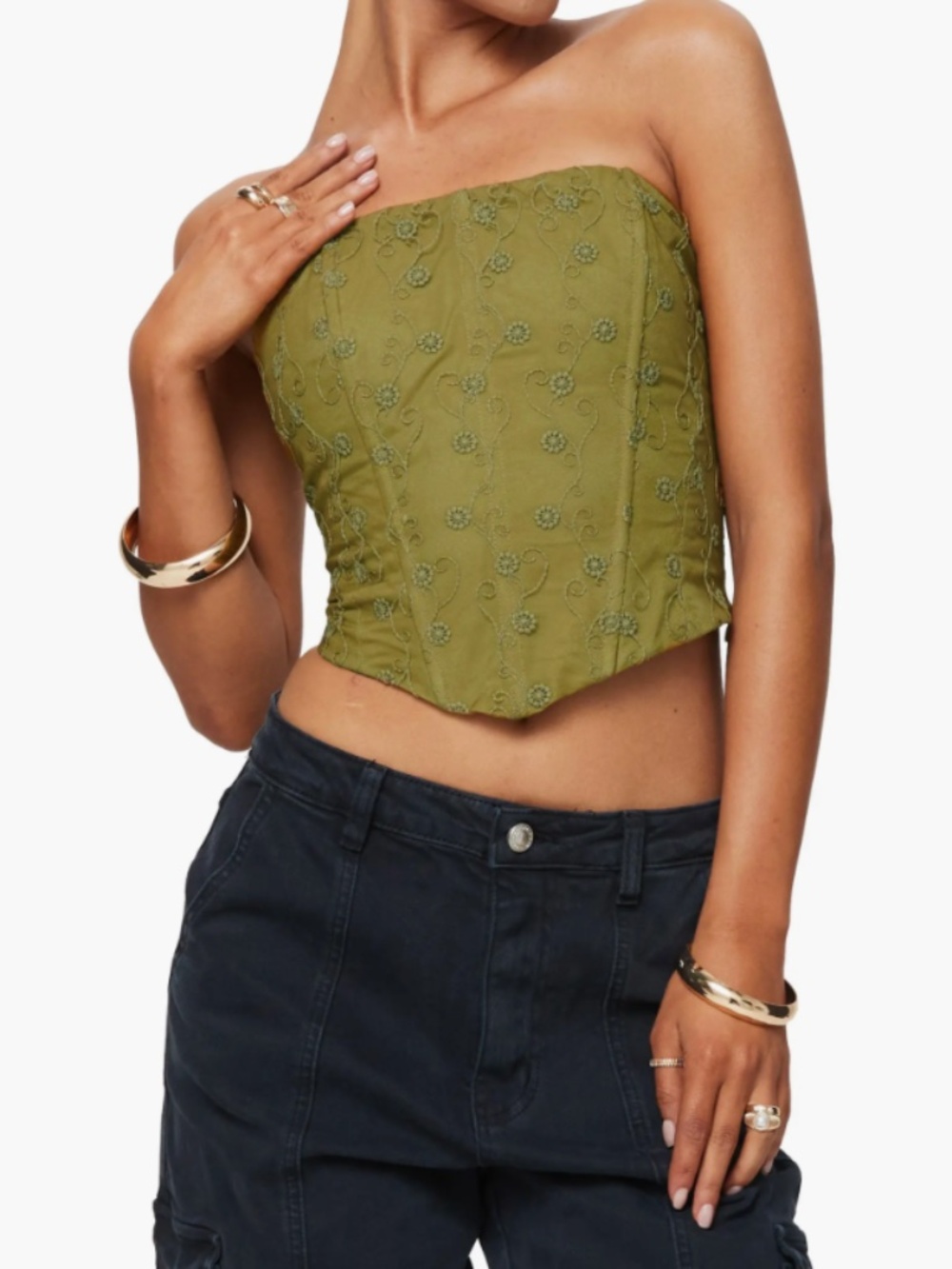 Field Daisies Embroidered Corset Top